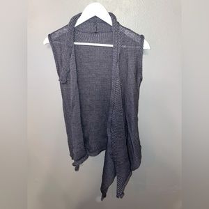 Skif Skifo linen cotton blend knitted gray asymmetrical hem vest